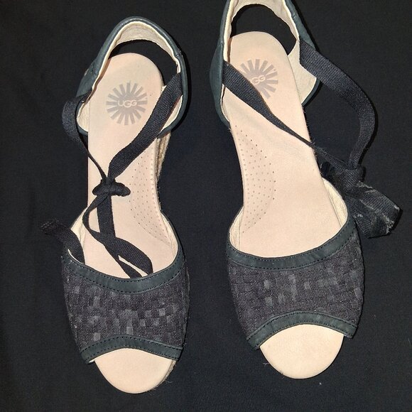 UGG Navy Blue Espadrille Wedge Sandals – Size 9 CLOSET CLEAROUT SALES - Picture 1 of 4